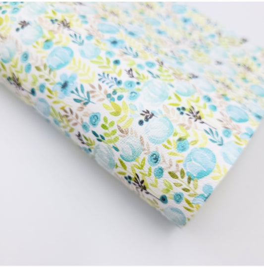 Watercolour Blue Blooms Artisan Leatherette