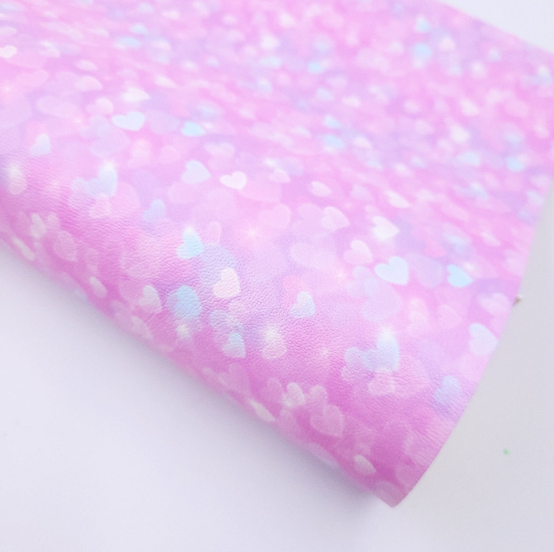 Lilac & Pink Bokeh Hearts Artisan Leatherette