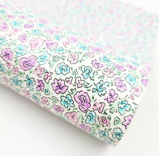 Lilac & Blue Posies Artisan Leatherette