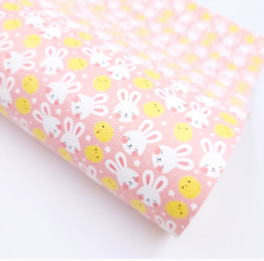 Bunnies & Chicks on Pink Artisan Leatherette