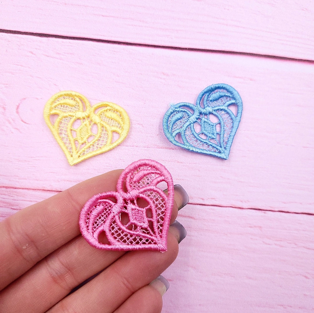 Lace Heart Felties / Strip of 3
