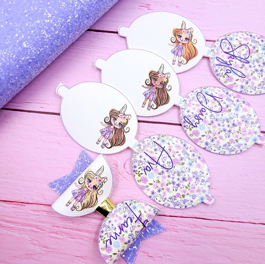 Leatherette Bunny Girls Personalised Bow Loops