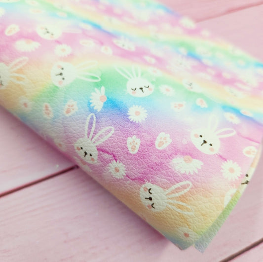 Watercolour Rainbow Bunnies Artisan Leatherette
