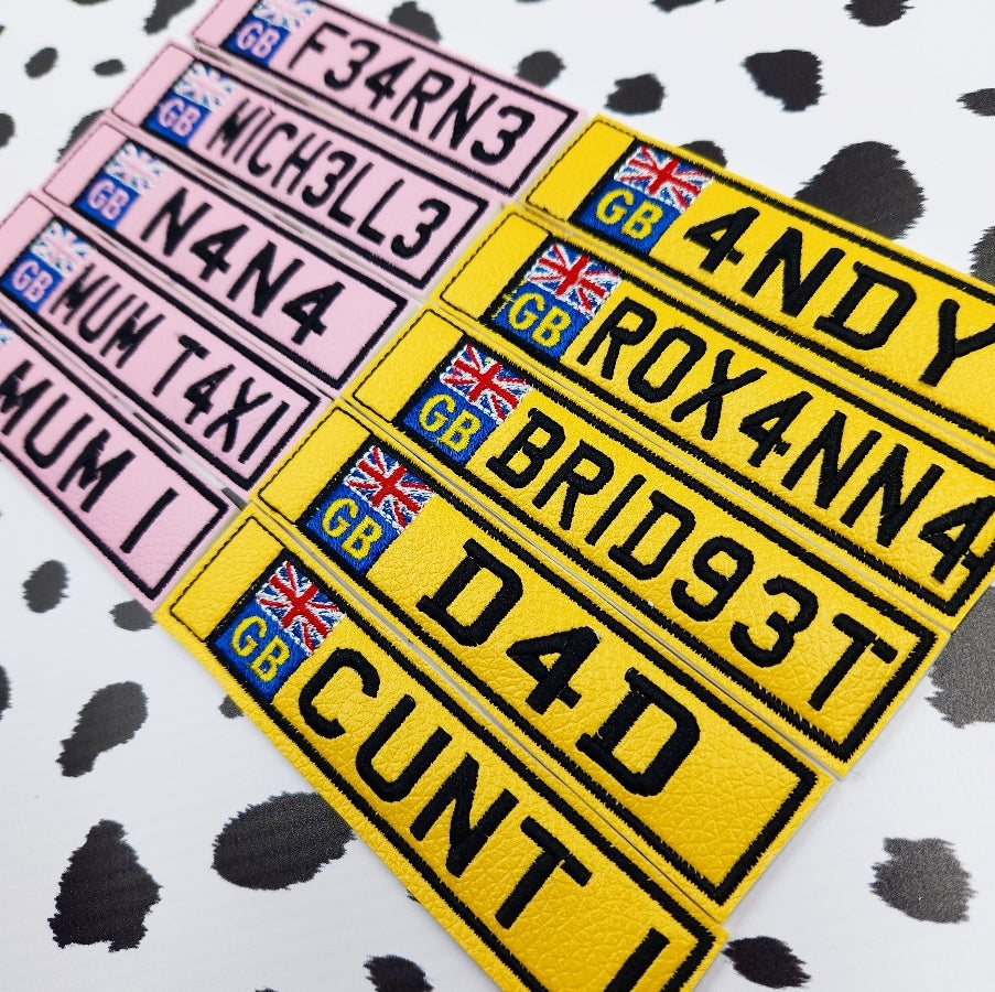 Car Registration Embroidered Keyrings
