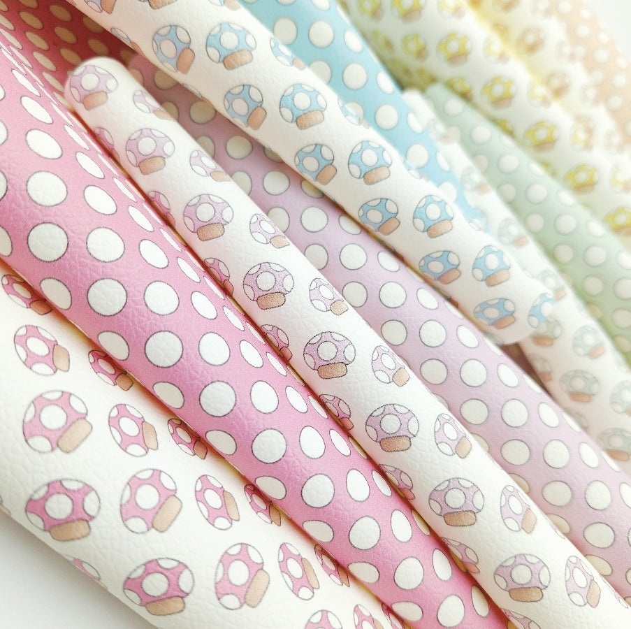 Pastel Mushrooms & Polka Artisan Leatherette