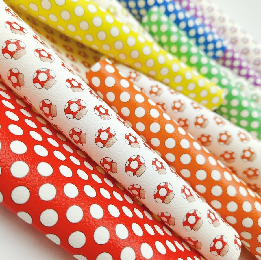 Bright Mushrooms & Polka Artisan Leatherette
