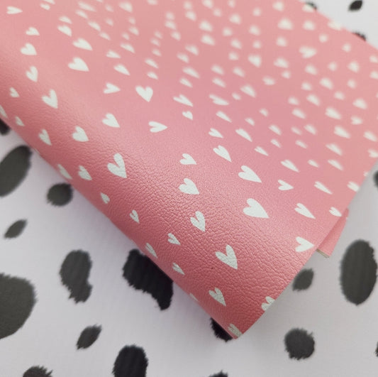 White Heart on Pink Artisan Leatherette