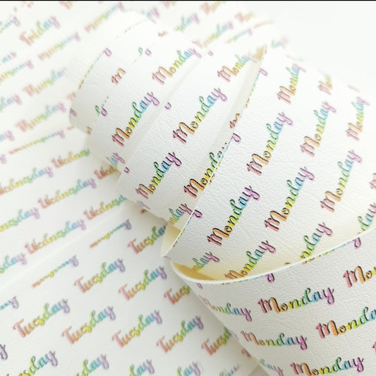 Days of the Week Pastel Rainbow Artisan Leatherette