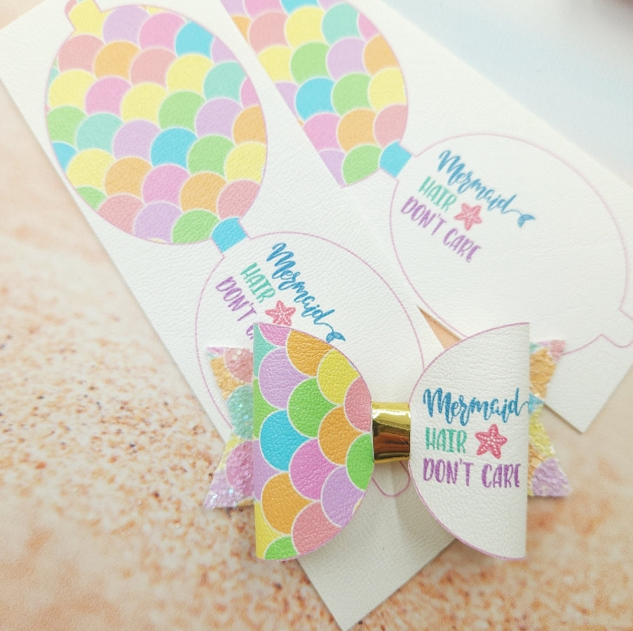 Mermaid Hair Don't Care Leatherette Bow Loops