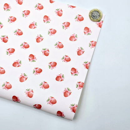 Strawberry bows on pale pink Artisan Leatherette