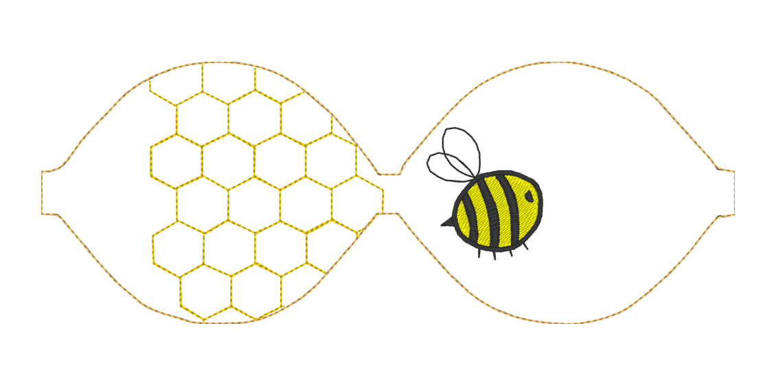 Bee with Honeycomb Hair Bow - Digital Embroidery File