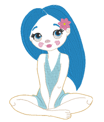 Blue Hair Fairy Bow Holder - Digital Embroidery File