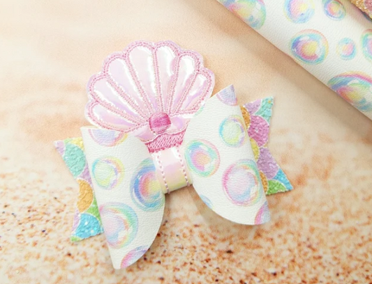 Clam Shell Hair Bow Peeker  | Digital Embroidery File