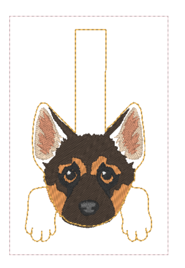 German Shepherd Dog Keyring | Digital Embroidery File