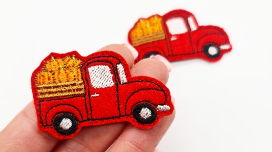 Harvest Truck feltie in 2 sizes | Digital Embroidery File