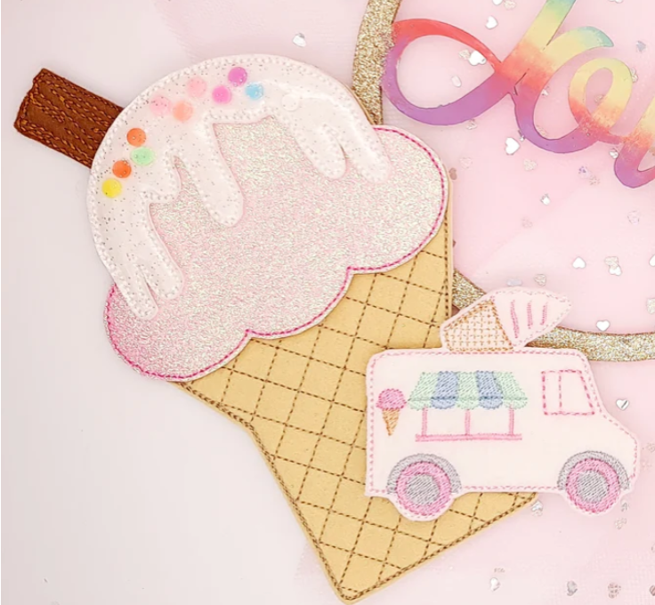 Ice Cream Bow Holder  | Digital Embroidery File