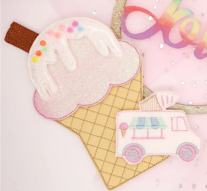 Ice Cream Bow Holder  | Digital Embroidery File