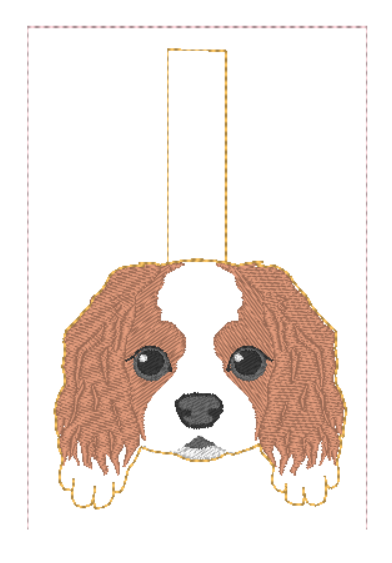 King Charles Spaniel Dog Keyring | Digital Embroidery File