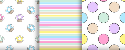 Pastel Rainbow Mushrooms & Polka Artisan Leatherette