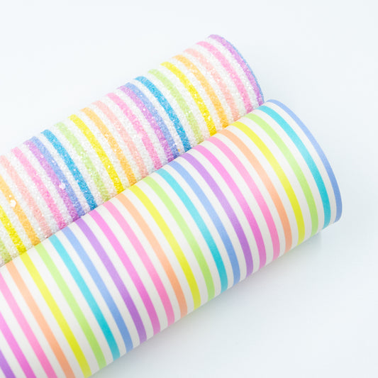 Bright Stripy Rainbow Artisan Leatherette
