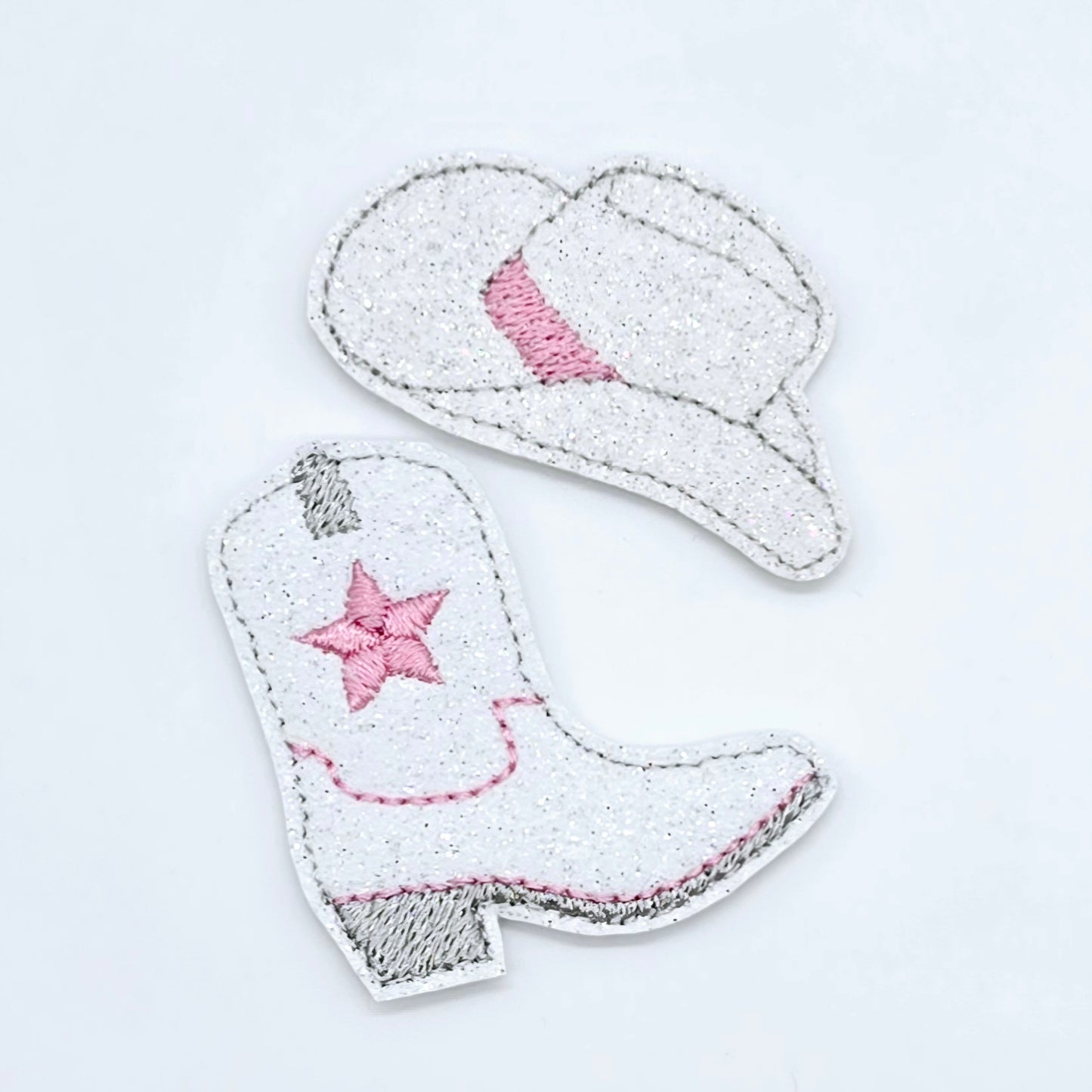 Embroidered Glitter Cowboy Boot and Hat