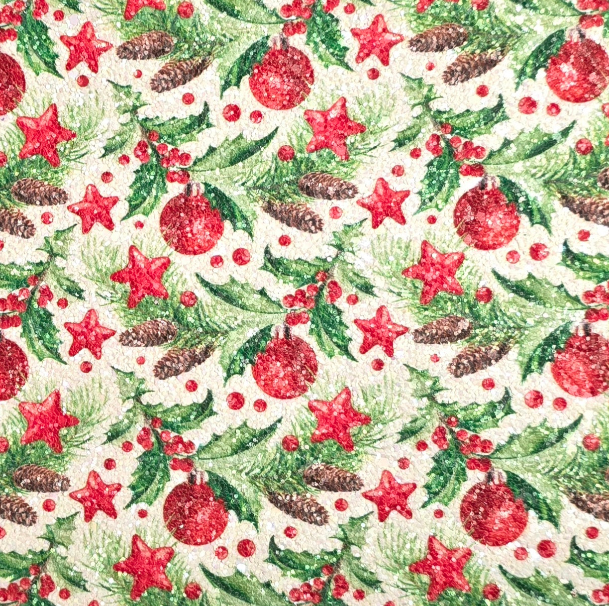 Holly, Baubles & Pine Cones Chunky Glitter