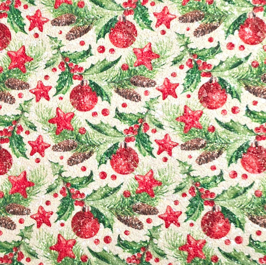 Holly, Baubles & Pine Cones Chunky Glitter