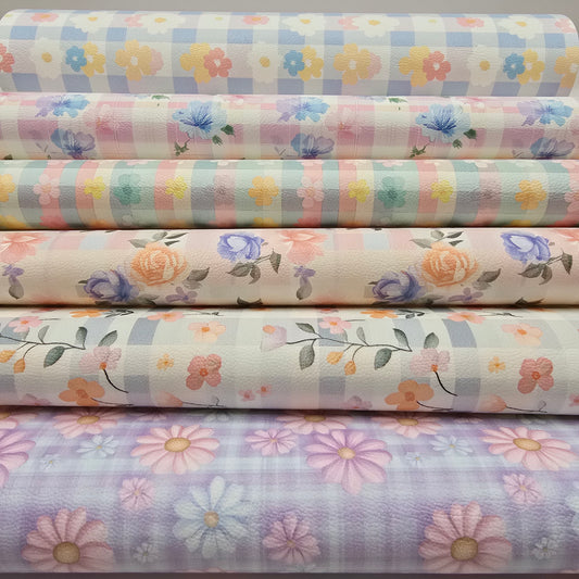 Floral Pastel Plaids Collection Artisan Leatherette