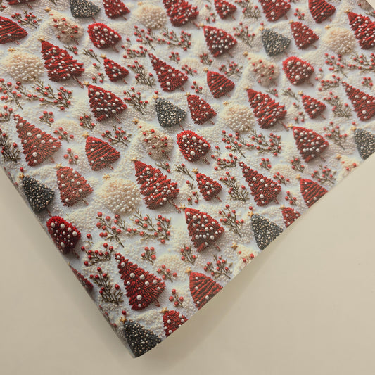 Pearly Red Xmas Trees Artisan Leatherette