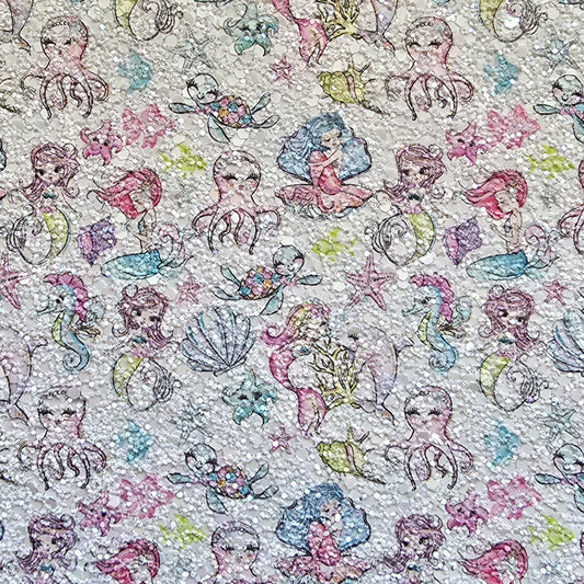 Mermaids Everywhere Printed Chunky Glitter