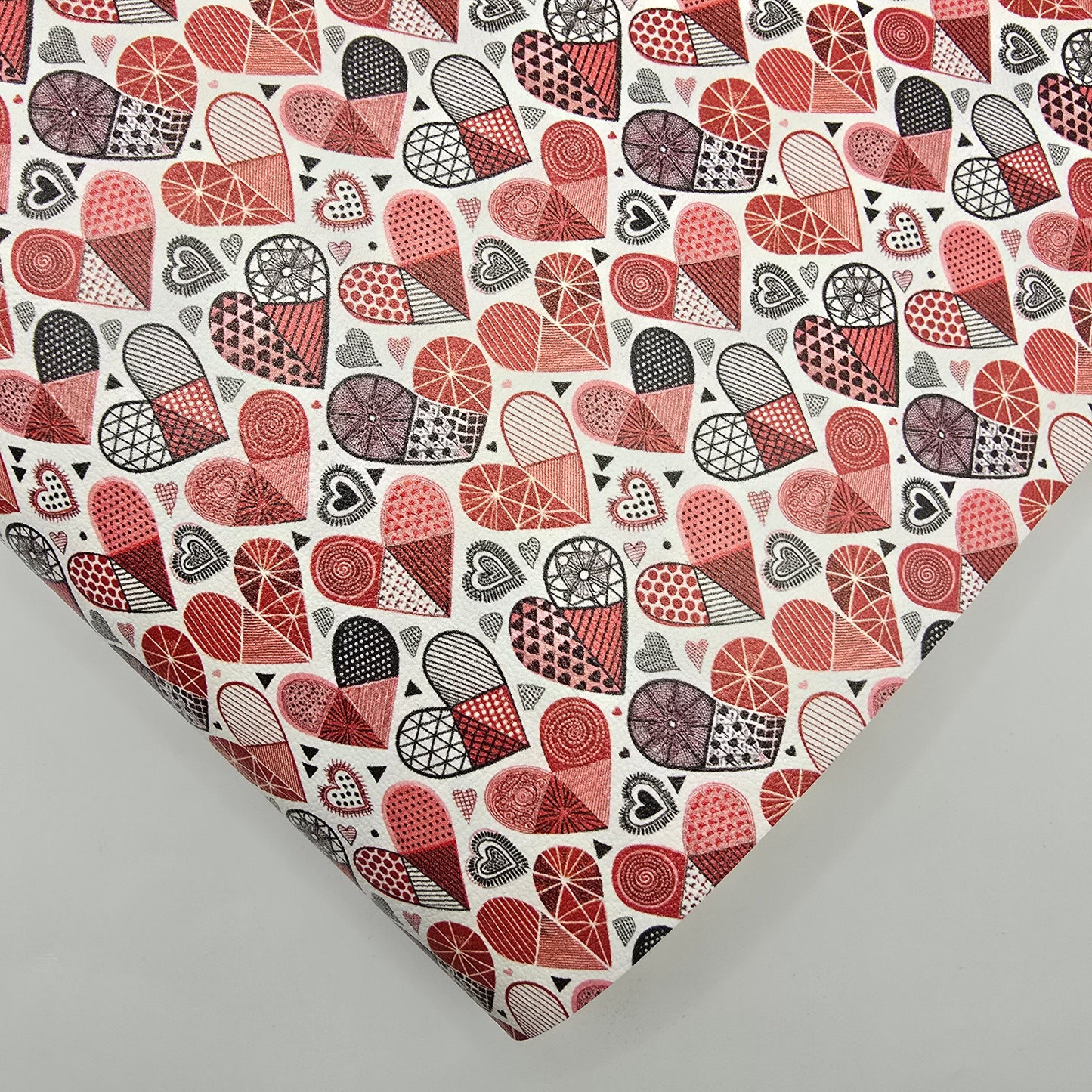 Patterned Red Hearts Artisan Leatherette