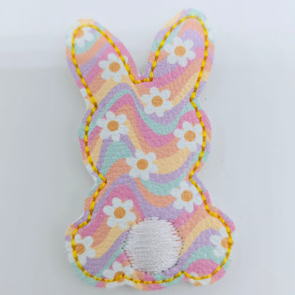 Floral Bunny Silhouette Feltie / strip of 3