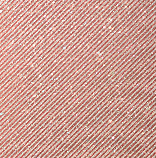 Candy Cane Red & White Narrow Stripe Printed Chunky Glitter