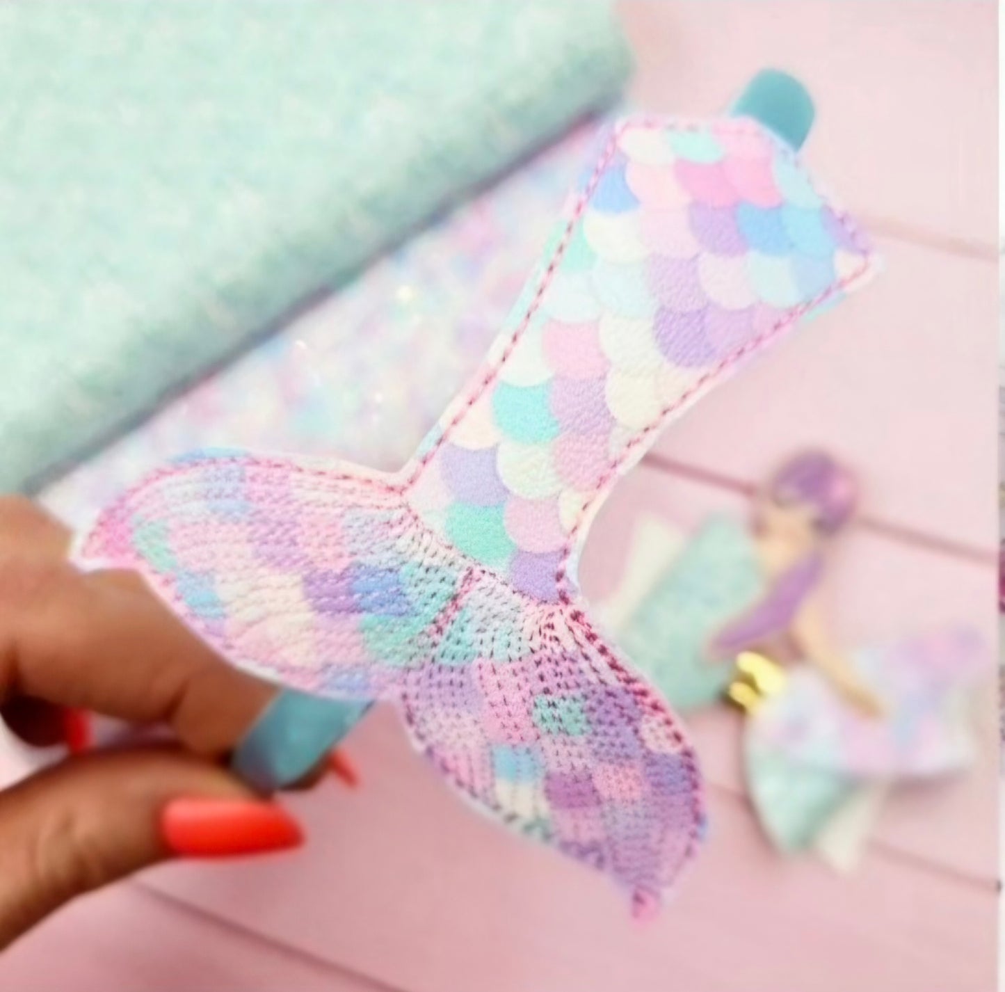 Mermaid Tail Embroidered Slider