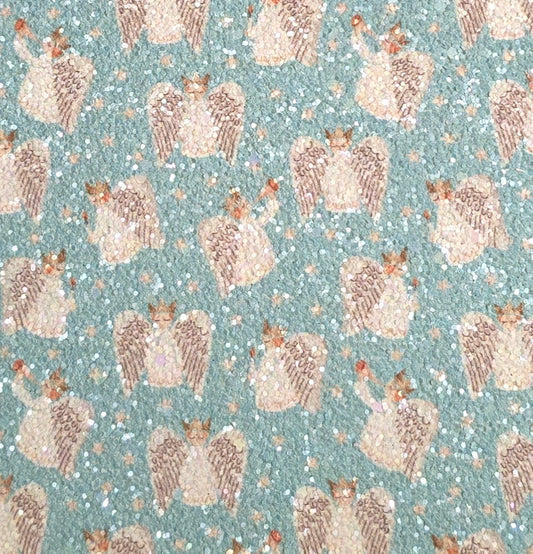 Angels on Blue Chunky Glitter