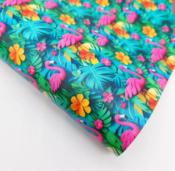 3D Tropical Flamingo Artisan Leatherette