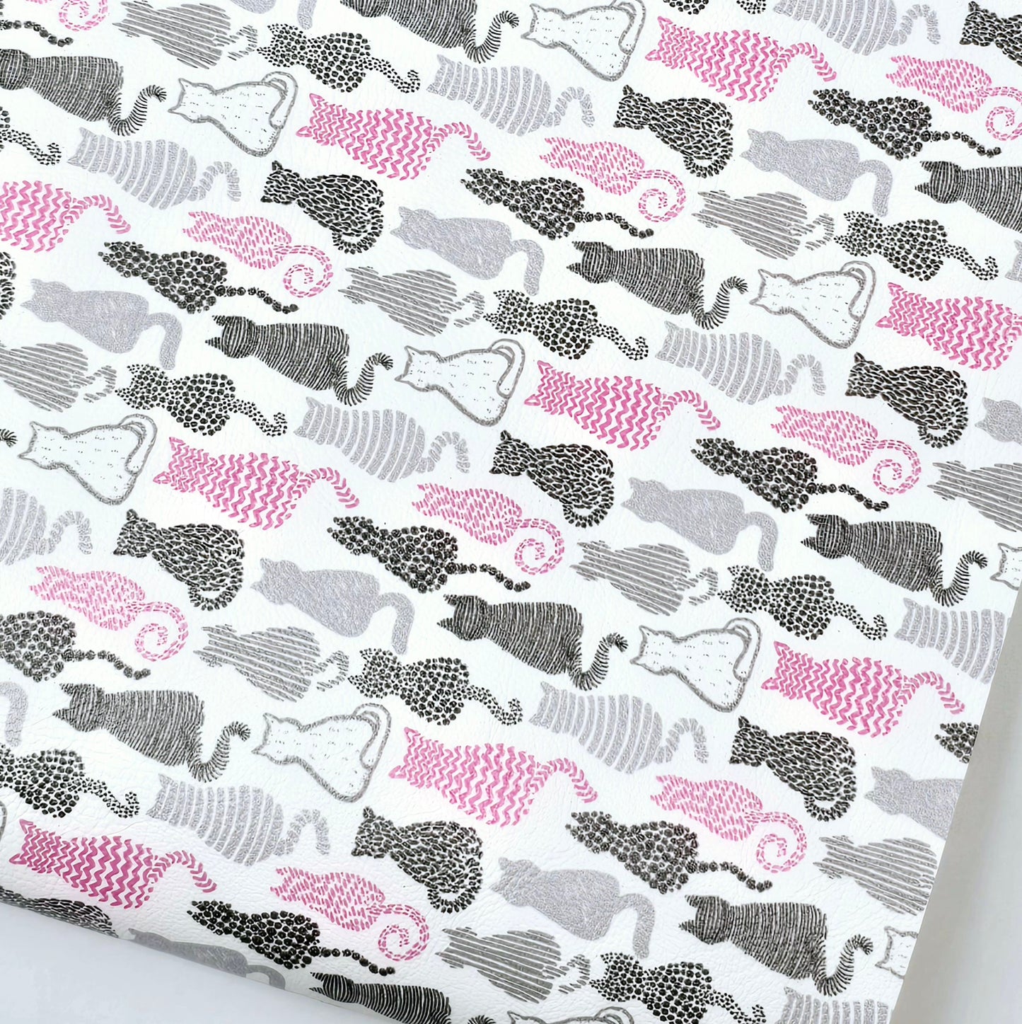 Kitten patterned Silhouettes Artisan Leatherette