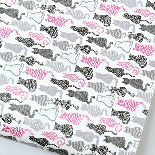 Kitten patterned Silhouettes Artisan Leatherette