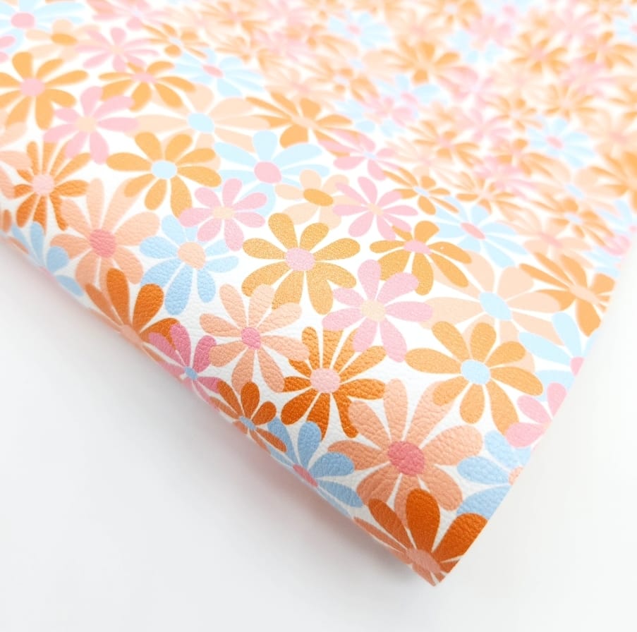 Groovy Pastel Flowers Artisan Leatherette