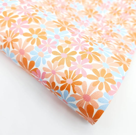 Groovy Pastel Flowers Artisan Leatherette