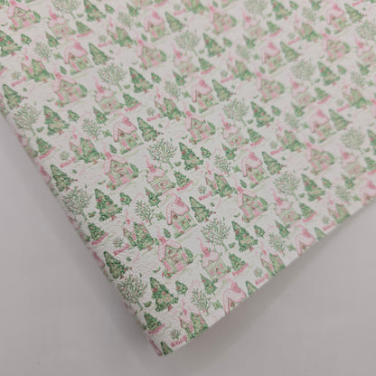 Pink Xmas Toile Collection Artisan Leatherette