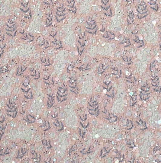 Easter Bunnies on Pink Printed Chunky Glitter