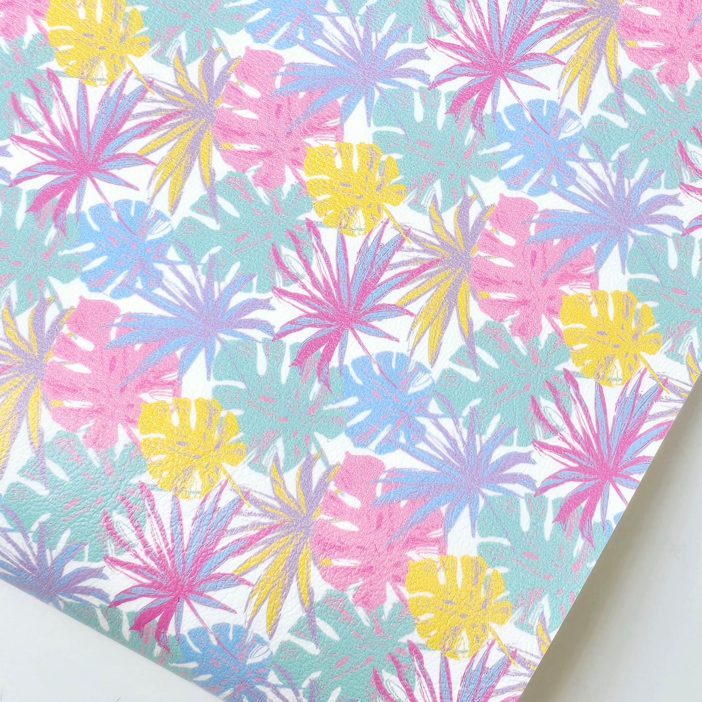 Pastel Tropical Leaves Artisan Leatherette