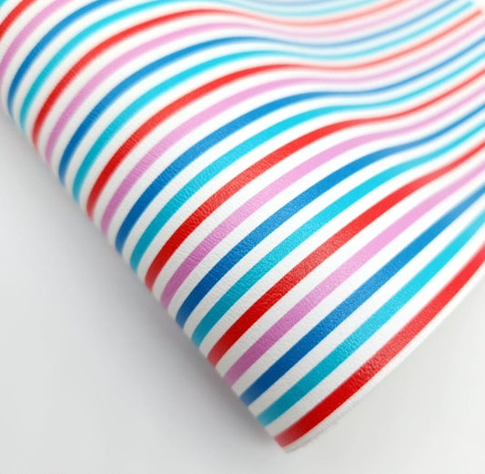 Red & Blue Stripe Artisan Leatherette