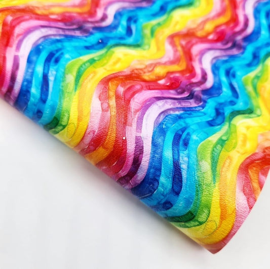 Watercolour Rainbow Waves Artisan Leatherette