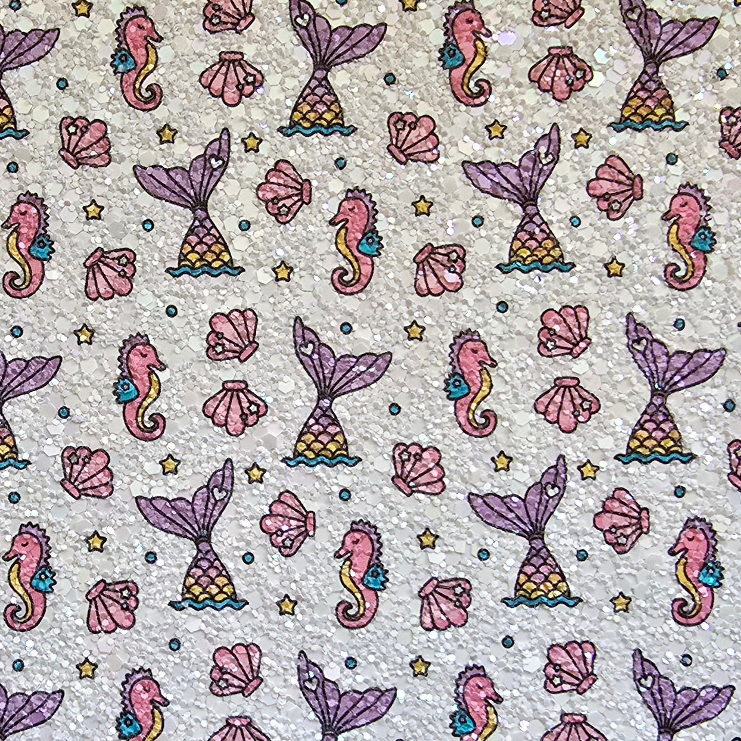 Mermaid Doodle Printed Chunky Glitter