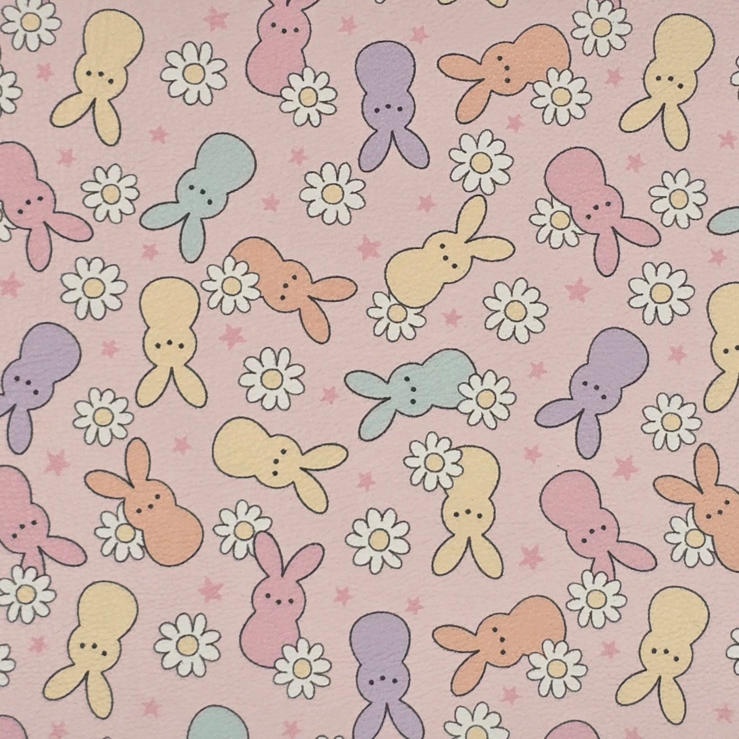 Pastel Bunnies & Daisies Artisan Leatherette