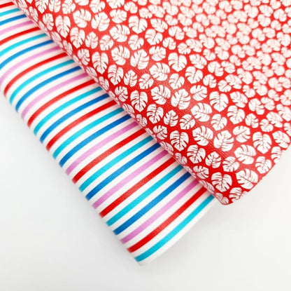 Red & Blue Stripe Artisan Leatherette