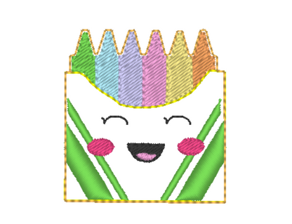 Kawaii School crayons feltie in 3 sizes  | Digital Embroidery File