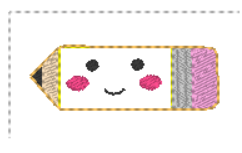 Kawaii School Pencil feltie in 3 sizes  | Digital Embroidery File